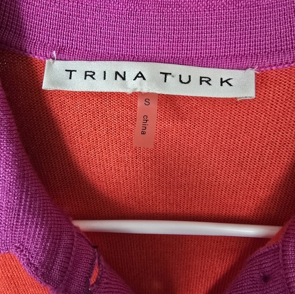 Trina Turk Red and Purple Long Sleeve Dress - Picture 5 of 6